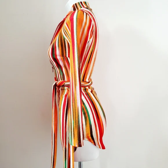 Akira Striped Long Sleeve Muti Color Top. - Picture 6 of 8